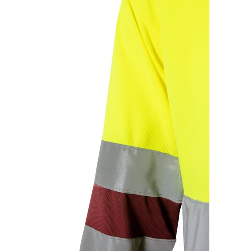 VL VULCAN. Polo bicolor bird-eye (160g/m²) de manga comprida, em poliéster (100%)