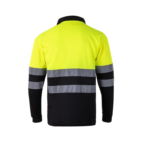 VL VULCAN LARGE. Polo bicolor bird-eye (160g/m²) de manga comprida, em poliéster (100%)