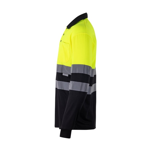 VL VULCAN LARGE. Polo bicolor bird-eye (160g/m²) de manga comprida, em poliéster (100%)