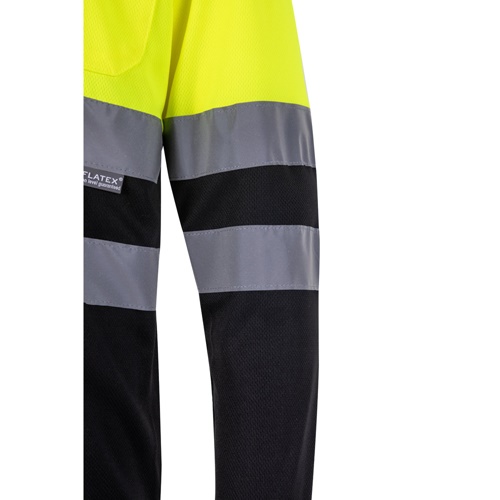 VL VULCAN LARGE. Polo bicolor bird-eye (160g/m²) de manga comprida, em poliéster (100%)