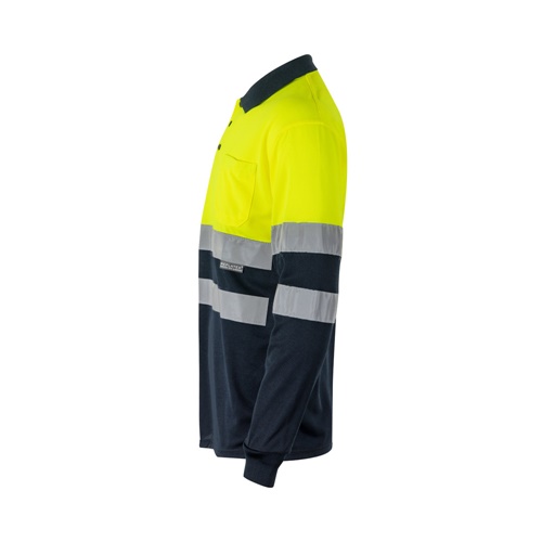 VL VULCAN LARGE. Polo bicolor bird-eye (160g/m²) de manga comprida, em poliéster (100%)
