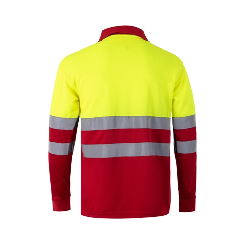 VL VULCAN LARGE. Polo bicolor bird-eye (160g/m²) de manga comprida, em poliéster (100%)