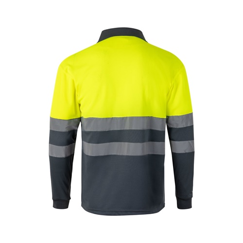 VL VULCAN LARGE. Polo bicolor bird-eye (160g/m²) de manga comprida, em poliéster (100%)