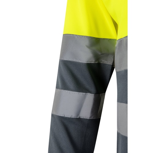 VL VULCAN LARGE. Polo bicolor bird-eye (160g/m²) de manga comprida, em poliéster (100%)