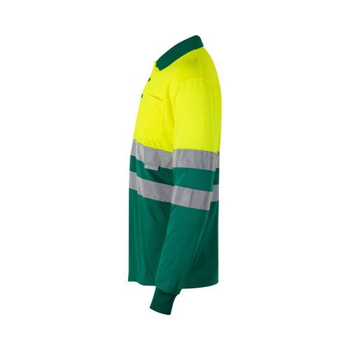 VL VULCAN LARGE. Polo bicolor bird-eye (160g/m²) de manga comprida, em poliéster (100%)