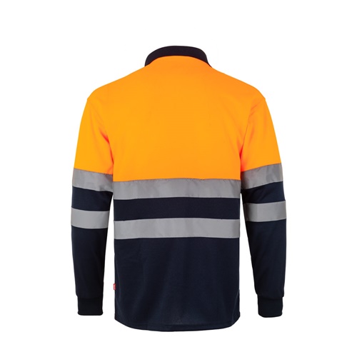 VL VULCAN LARGE. Polo bicolor bird-eye (160g/m²) de manga comprida, em poliéster (100%)