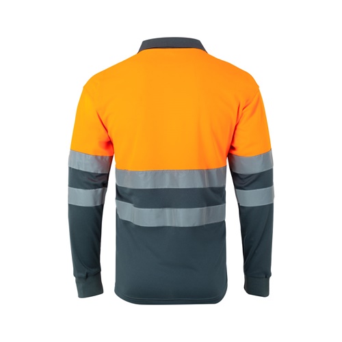 VL VULCAN LARGE. Polo bicolor bird-eye (160g/m²) de manga comprida, em poliéster (100%)