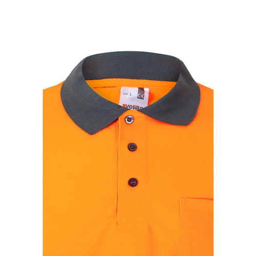 VL VULCAN LARGE. Polo bicolor bird-eye (160g/m²) de manga comprida, em poliéster (100%)