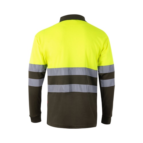 VL VULCAN LARGE. Polo bicolor bird-eye (160g/m²) de manga comprida, em poliéster (100%)