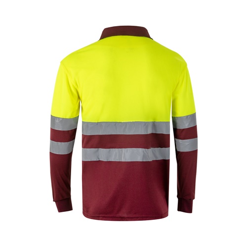 VL VULCAN LARGE. Polo bicolor bird-eye (160g/m²) de manga comprida, em poliéster (100%)