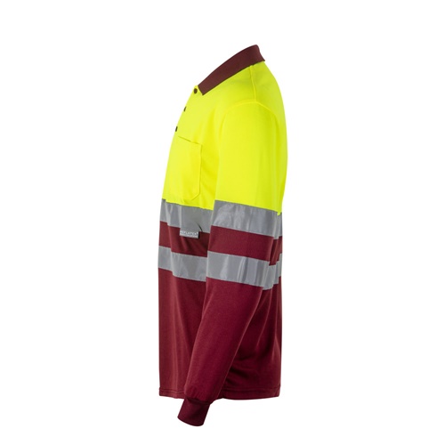 VL VULCAN LARGE. Polo bicolor bird-eye (160g/m²) de manga comprida, em poliéster (100%)