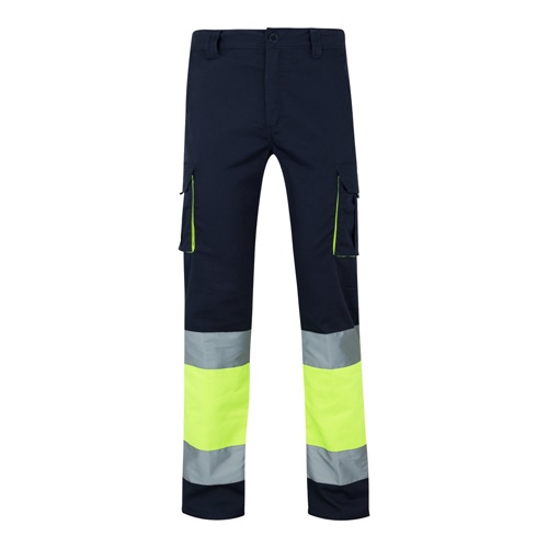 VL ZEUS. Calças stretch bicolor multibolsos (240g/m²), em algodão (46%), EME (38%) e poliéster (16%)
