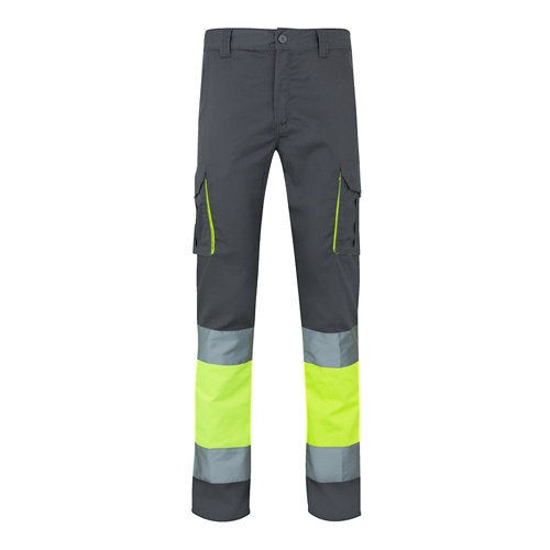 VL ZEUS. Calças stretch bicolor multibolsos (240g/m²), em algodão (46%), EME (38%) e poliéster (16%)