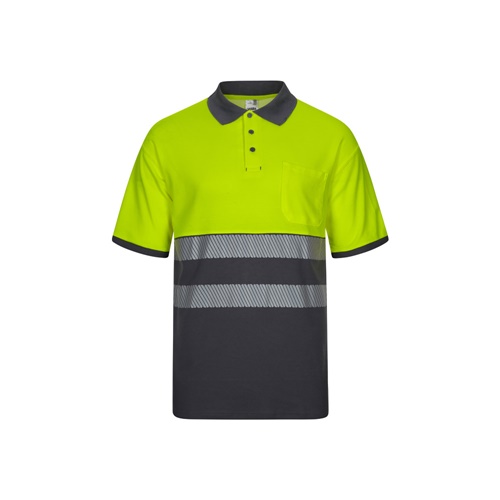 VL ACHELOUS. Polo bicolor piqué (150g/m²) de manga curta, em algodão (55%) e poliéster (45%)