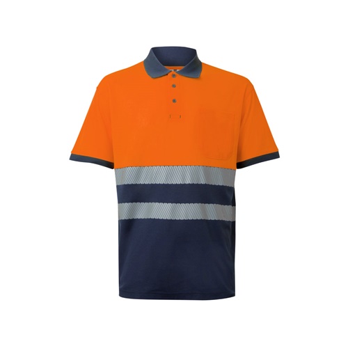 VL ACHELOUS. Polo bicolor piqué (150g/m²) de manga curta, em algodão (55%) e poliéster (45%)