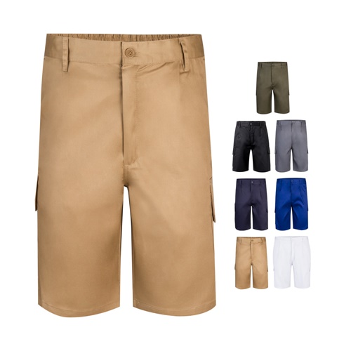 VL CHIONE. Bermudas em sarja multibolsos (200g/m²), em algodão (35%) e poliéster (65%)