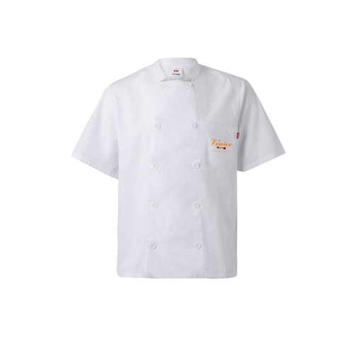 VL DURGA. Jaleca de cozinha de popelina (110g/m²) de manga curta, em algodão (35%) e poliéster (65%)