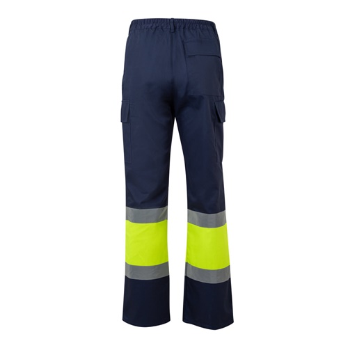 VL ARTEMIS. Calças bicolor, em sarja (190g/m²), em algodão (20%) e poliéster (80%)