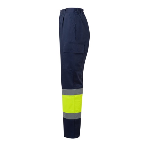 VL ARTEMIS. Calças bicolor, em sarja (190g/m²), em algodão (20%) e poliéster (80%)