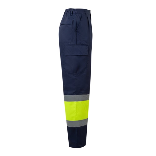 VL ARTEMIS. Calças bicolor, em sarja (190g/m²), em algodão (20%) e poliéster (80%)