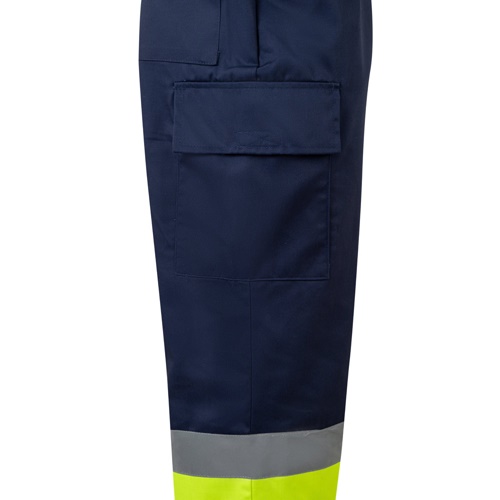 VL ARTEMIS. Calças bicolor, em sarja (190g/m²), em algodão (20%) e poliéster (80%)