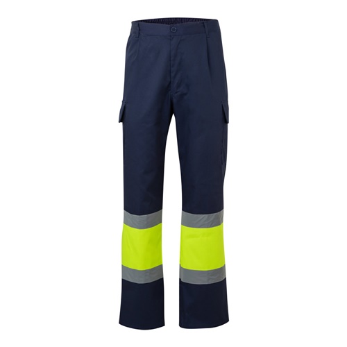 VL ARTEMIS. Calças bicolor, em sarja (190g/m²), em algodão (20%) e poliéster (80%)