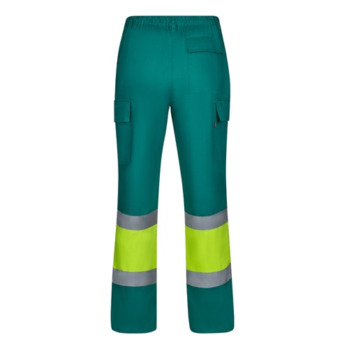 VL ARTEMIS. Calças bicolor, em sarja (190g/m²), em algodão (20%) e poliéster (80%)