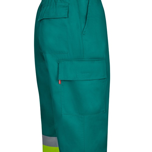 VL ARTEMIS. Calças bicolor, em sarja (190g/m²), em algodão (20%) e poliéster (80%)
