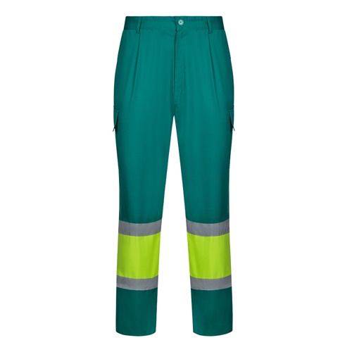 VL ARTEMIS. Calças bicolor, em sarja (190g/m²), em algodão (20%) e poliéster (80%)