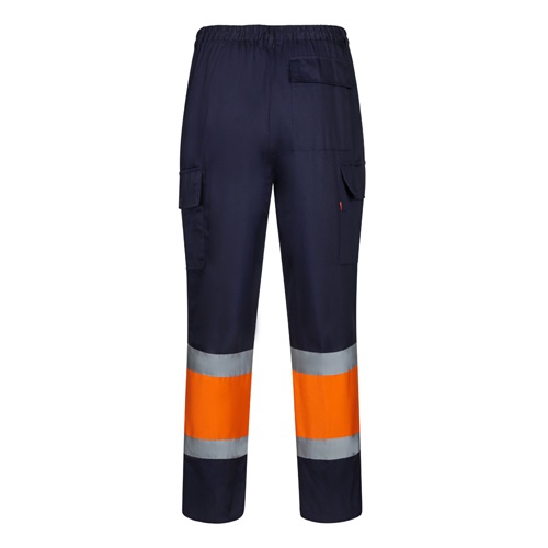 VL ARTEMIS. Calças bicolor, em sarja (190g/m²), em algodão (20%) e poliéster (80%)