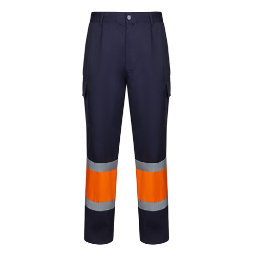 VL ARTEMIS. Calças bicolor, em sarja (190g/m²), em algodão (20%) e poliéster (80%)