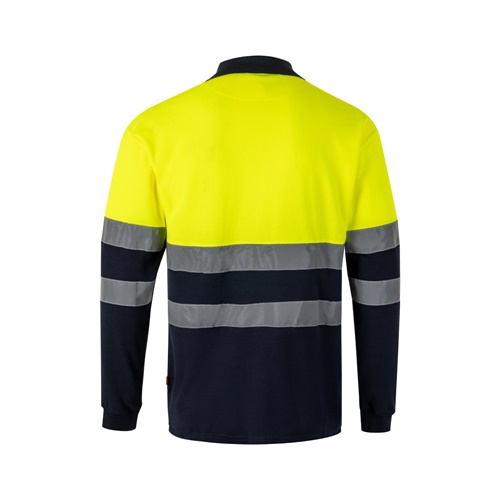 VL PLUTO. Polo bicolor piqué (150g/m²) de manga comprida, em algodão (55%) e poliéster (45%)