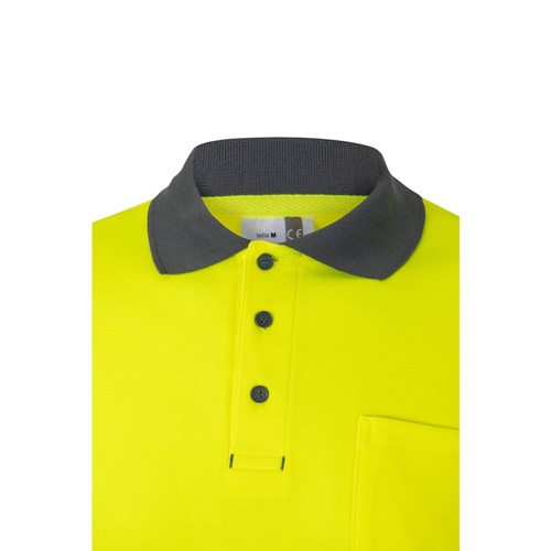 VL PLUTO. Polo bicolor piqué (150g/m²) de manga comprida, em algodão (55%) e poliéster (45%)