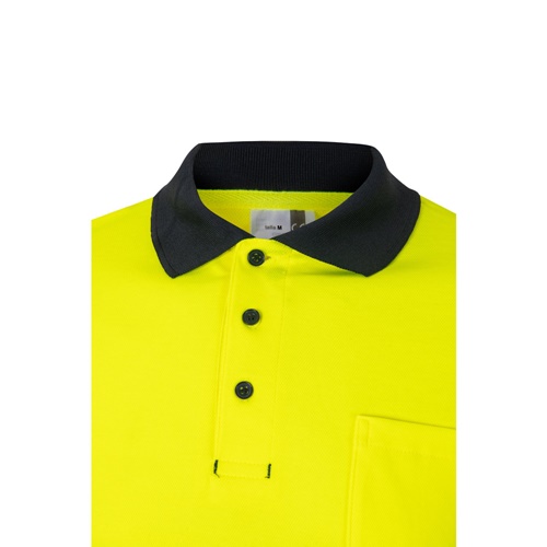 VL PLUTO LARGE. Polo bicolor piqué (150g/m²) de manga comprida, em algodão (55%) e poliéster (45%)