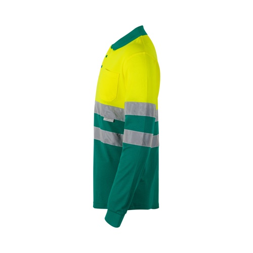 VL PLUTO LARGE. Polo bicolor piqué (150g/m²) de manga comprida, em algodão (55%) e poliéster (45%)