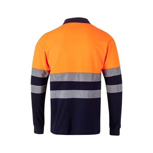 VL PLUTO LARGE. Polo bicolor piqué (150g/m²) de manga comprida, em algodão (55%) e poliéster (45%)