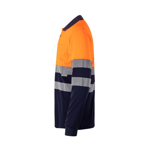 VL PLUTO LARGE. Polo bicolor piqué (150g/m²) de manga comprida, em algodão (55%) e poliéster (45%)