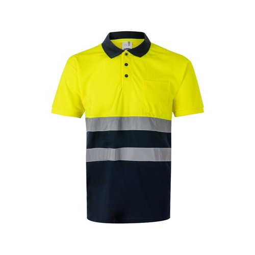 VL FORTUNA. Polo bird-eye (140g/m²) de manga curta, em poliéster (100%)