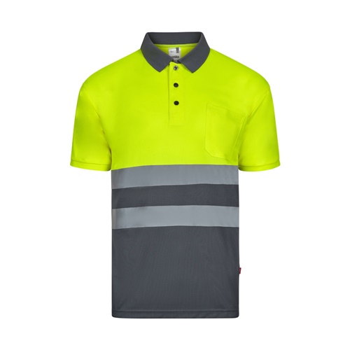 VL FORTUNA. Polo bird-eye (140g/m²) de manga curta, em poliéster (100%)