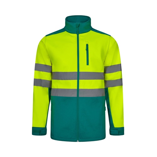VL HESTIA. Casaco bicolor soft shell (280g/m²), em poliéster (96%) e elastano (4%)