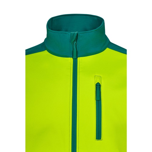 VL HESTIA LARGE. Casaco soft shell (280g/m²) bicolor, com forro polar e membrana de TPU, em poliéster (96%) e elastano (4%)