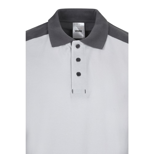 VL VELES. Polo piqué stretch bicolor (200g/m²) de manga curta, em poliéster (96%) e elastano (4%)