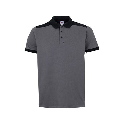 VL VELES. Polo piqué stretch bicolor (200g/m²) de manga curta, em poliéster (96%) e elastano (4%)