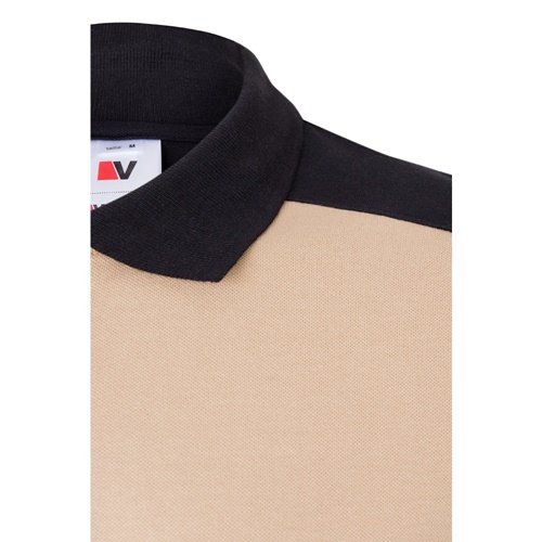 VL VELES. Polo piqué stretch bicolor (200g/m²) de manga curta, em poliéster (96%) e elastano (4%)