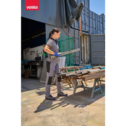 VL VELES. Polo piqué stretch bicolor (200g/m²) de manga curta, em poliéster (96%) e elastano (4%)