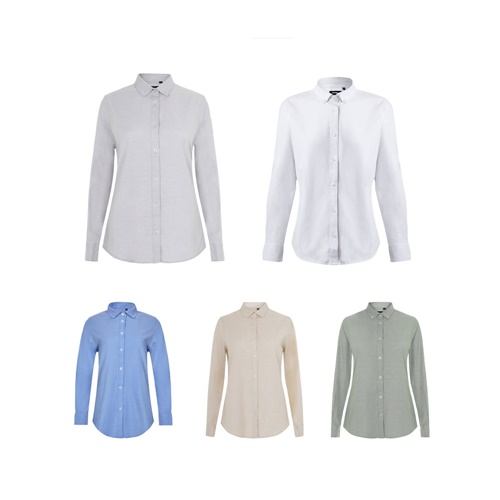 VL PRITHVI WOMEN. Camisa Oxford (180 g/m²) para mulher em algodão (50%), poliéster (45%) e elastano (5%)