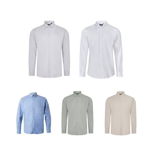 VL PRITHVI MAN. Camisa Oxford (180 g/m²) para homem em algodão (50%), poliéster (45%) e elastano (5%)