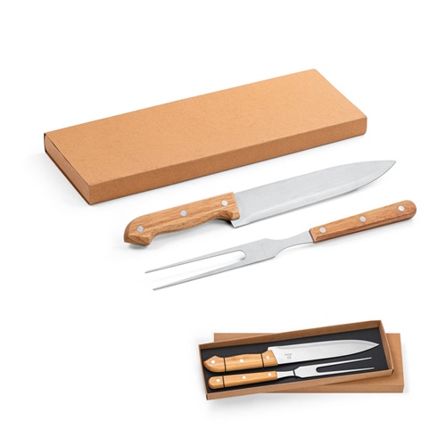 SALSA. Conjunto de 2 peças para barbecue em bambu e aço inoxidável