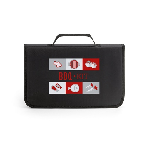 FLARE. Conjunto de 5 peças para barbecue em madeira e aço inoxidável e uma tábua em bambu