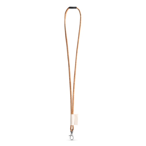75096. SET Lanyard CORK Long (Ø 5 mm) com mosquetão de gatilho 9 mm e Fecho de segurança Ø 5 mm